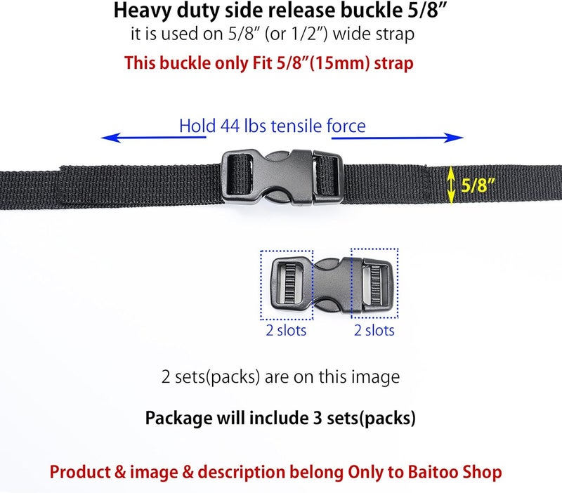 Baitoo Side Release Buckles Heavy Duty Plastic Buckle Snap Clips Clasps Backpack Buckle Replacement for Strap - Image 3